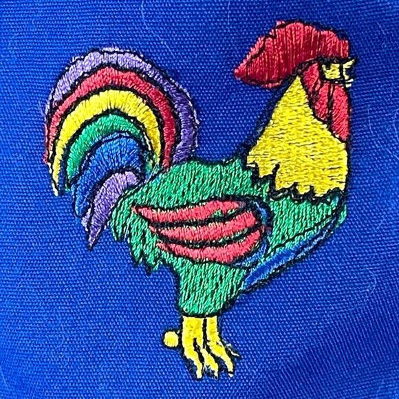 Vintage Showcase Rooster Keywest Chicken Snapback Hat Blue & Rainbow Emrboidered - Picture 2 of 6